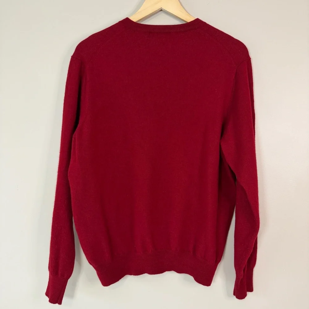 GARRET SCOTT Mens‎ XL Red Merino Wool V Neck Long Sleeve Sweater Holiday Staple